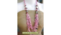 Pinky Fancy Design Necklace Beaded Long Braided Fashion